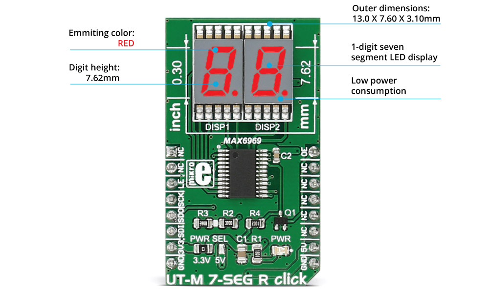 Mikroe Click Boards Display UT-M 7-SEG R click